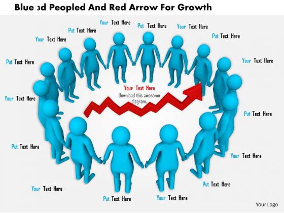 Blue 3d Peopled And Red Arrow For Growth Blue 3d Peopled And Red Arrow For Growth