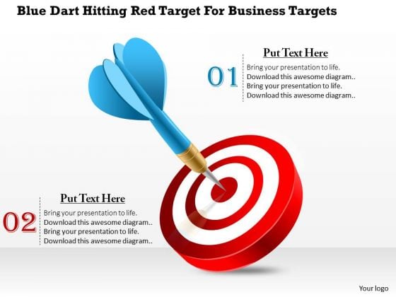 Blue Dart Hitting Red Target For Business Targets Presentation Template