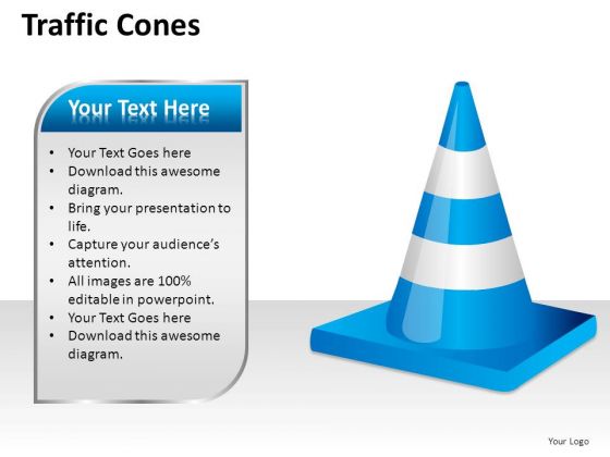 Blue Traffic Cones PowerPoint Slides And Ppt Templates