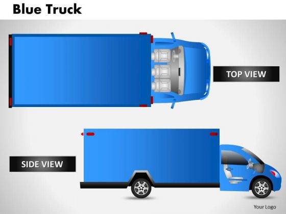 Blue Truck Side View PowerPoint Slides And Ppt Diagram Templates