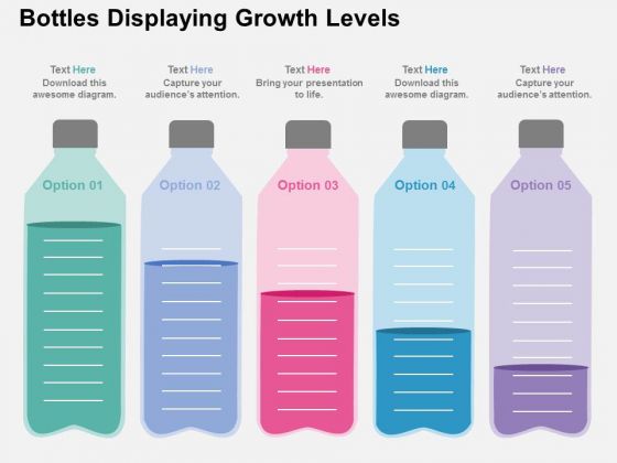 Bottles Displaying Growth Levels PowerPoint Template Bottles Displaying Growth Levels PowerPoint Template