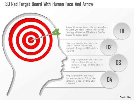Busines Diagram 3d Red Target Board With Human Face And Arrow Presentation Template