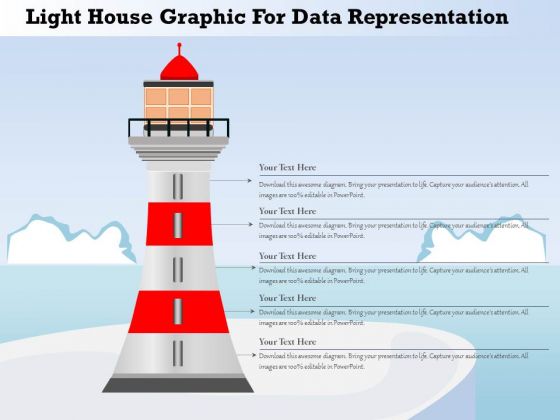 Busines Diagram Light House Graphic For Data Representation Presentation Template
