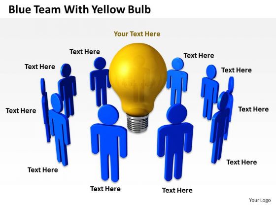 Business Activity Diagram Blue Team With Yellow Bulb PowerPoint Slides Business Activity Diagram Blue Team With Yellow Bulb PowerPoint Slides