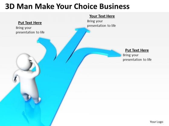 Business Analyst Diagrams 3d Man Make Your Choice PowerPoint Theme Slides