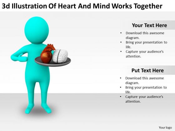 Business And Strategy 3d Illustration Of Heart Mind Works Together Characters Business And Strategy 3d Illustration Of Heart Mind Works Together Characters