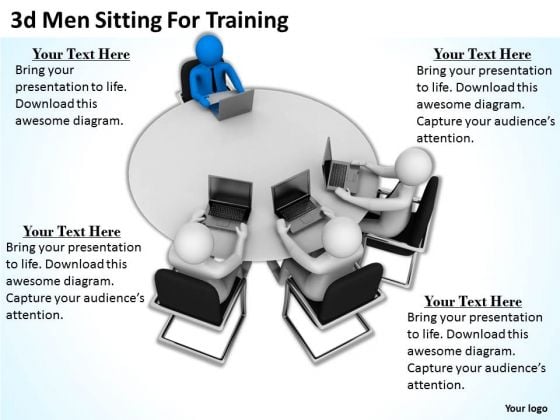 Business And Strategy 3d Men Sitting For Training Concept Statement