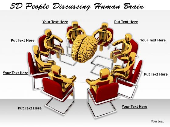 Business And Strategy 3d People Discussing Human Brain Characters Business And Strategy 3d People Discussing Human Brain Characters