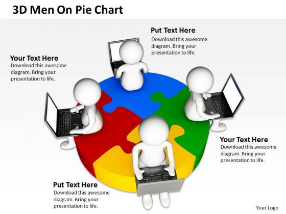 Business Architecture Diagrams 3d Men On Pie Chart PowerPoint Slides