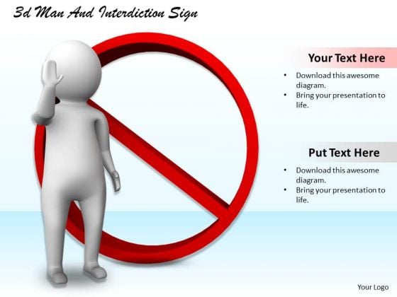 Business Concepts 3d Man And Interdiction Sign Character Business Concepts 3d Man And Interdiction Sign Character