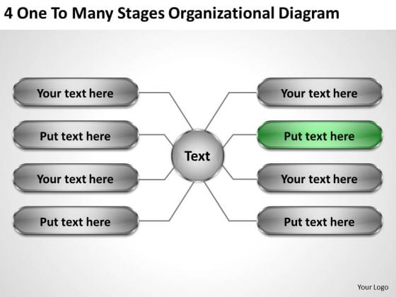 Business Concepts 4 One To Many Stages Organizational Diagram Strategy Process