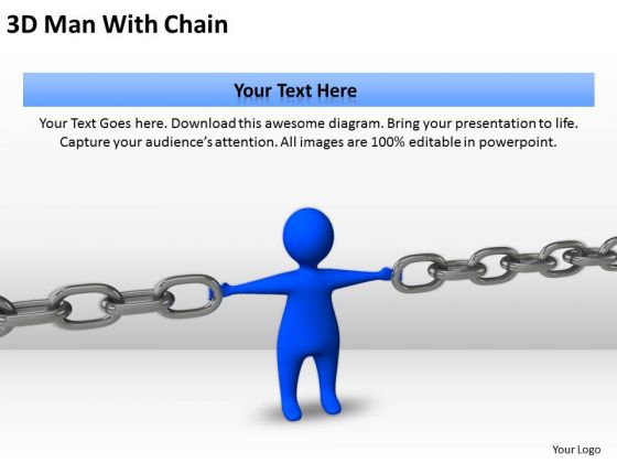 Business Context Diagram 3d Man With Chain Security PowerPoint Slides
