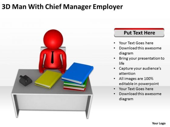 Business Context Diagram 3d Man With Chief Manager Employer PowerPoint Slides