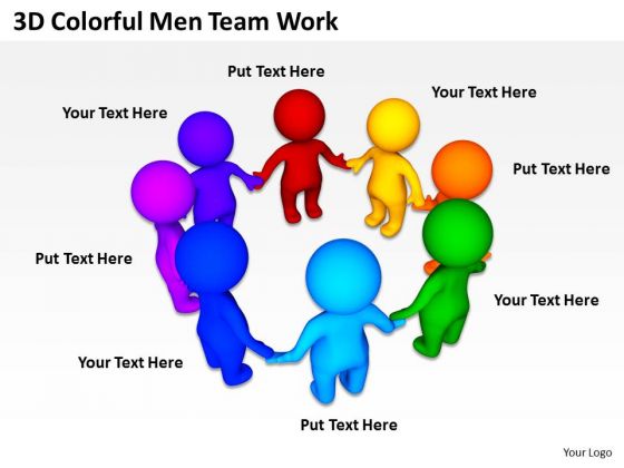 Business Development Process Flowchart 3d Colorful Team Work PowerPoint Templates