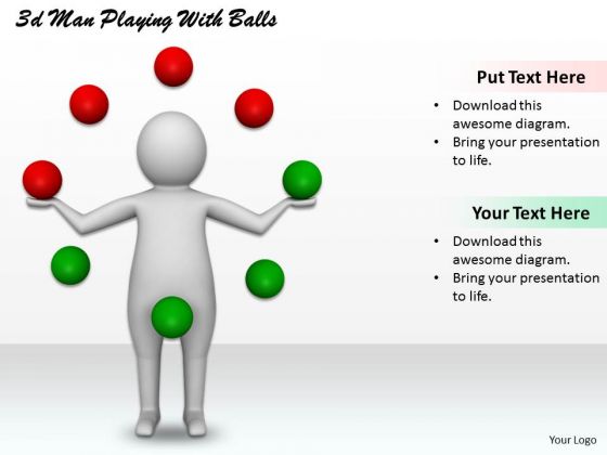Business Development Strategy 3d Man Playing With Balls Concept