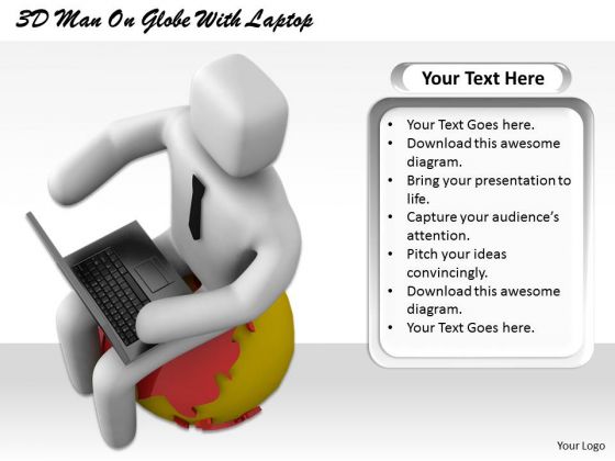 Business Development Strategy Template 3d Man On Globe With Laptop Characters Business Development Strategy Template 3d Man On Globe With Laptop Characters