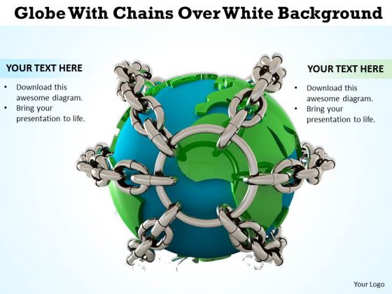 Business Development Strategy Template Globe With Chains Over White Background Photos Business Development Strategy Template Globe With Chains Over White Background Photos