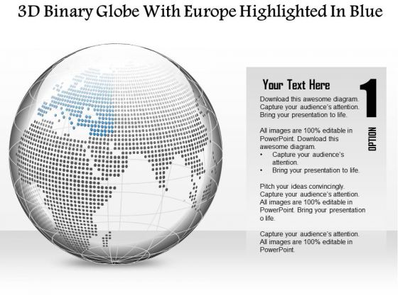 Business Diagram 3d Binary Globe With Europe Highlighted In Blue Presentation Template Business Diagram 3d Binary Globe With Europe Highlighted In Blue Presentation Template