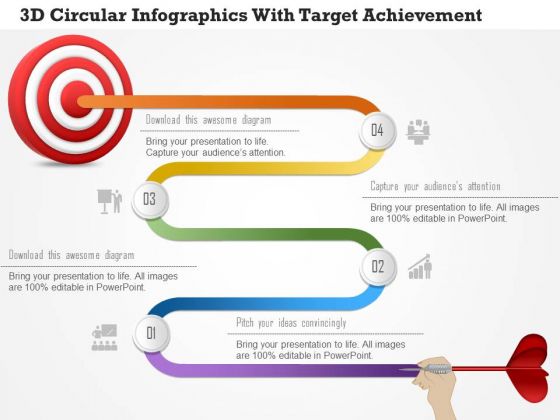 Business Diagram 3d Circular Infographics With Target Achievement PowerPoint Template Business Diagram 3d Circular Infographics With Target Achievement PowerPoint Template