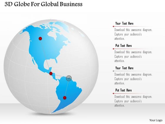 Business Diagram 3d Globe For Global Business Presentation Template
