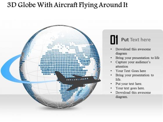 business diagram 3d globe with aircraft flying around it business diagram 3d globe with aircraft flying around it, Presentation templates