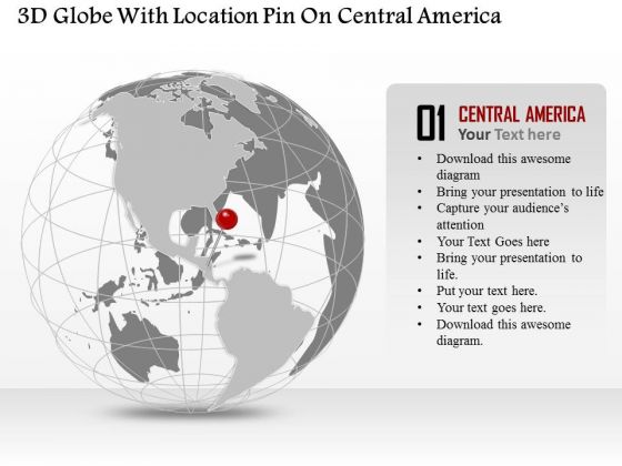 Business Diagram 3d Globe With Location Pin On Central America Presentation Template Business Diagram 3d Globe With Location Pin On Central America Presentation Template