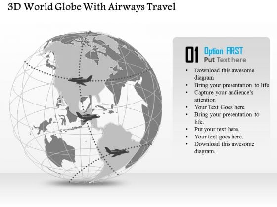 Business Diagram 3d World Globe With Airways Travel Presentation Template Business Diagram 3d World Globe With Airways Travel Presentation Template