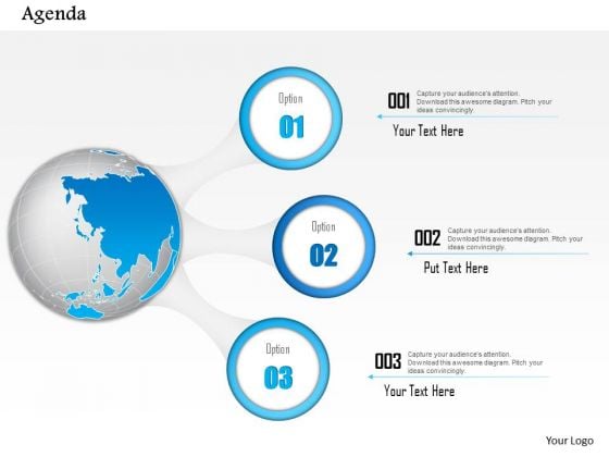 Business Diagram Agenda Diagram With Globe And Three Icon Points Presentation Template Business Diagram Agenda Diagram With Globe And Three Icon Points Presentation Template