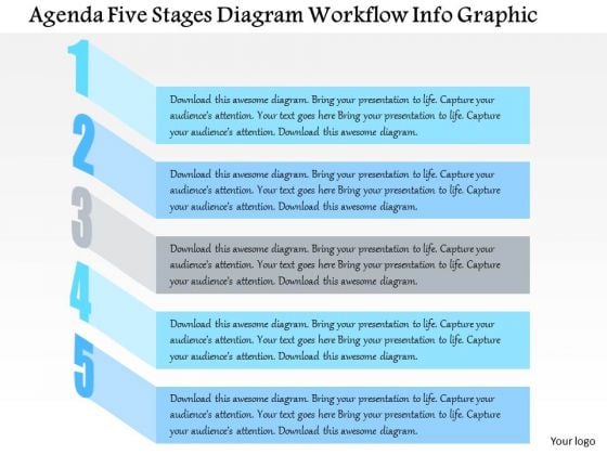 Business Diagram Agenda Five Stages Diagram Workflow Info Graphic Presentation Template