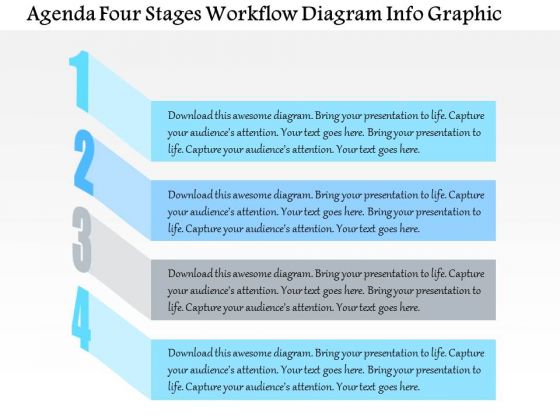 Business Diagram Agenda Four Stages Workflow Diagram Info Graphic Presentation Template