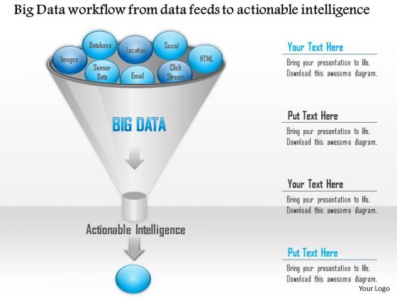 Business Diagram Big Data Workflow From Data Feeds To Actionable Intelligence Ppt Slide