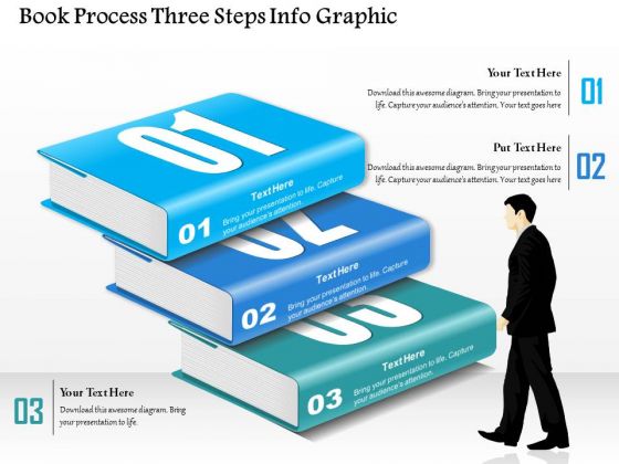 business diagram book process three steps info graphic presentation