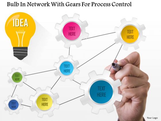 Business Diagram Bulb In Network With Gears For Process Control Presentation Template Business Diagram Bulb In Network With Gears For Process Control Presentation Template