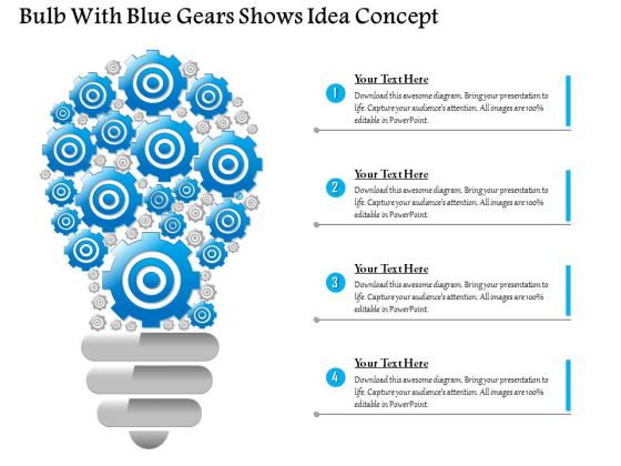Business Diagram Bulb With Blue Gears Shows Idea Concept Presentation Template Business Diagram Bulb With Blue Gears Shows Idea Concept Presentation Template