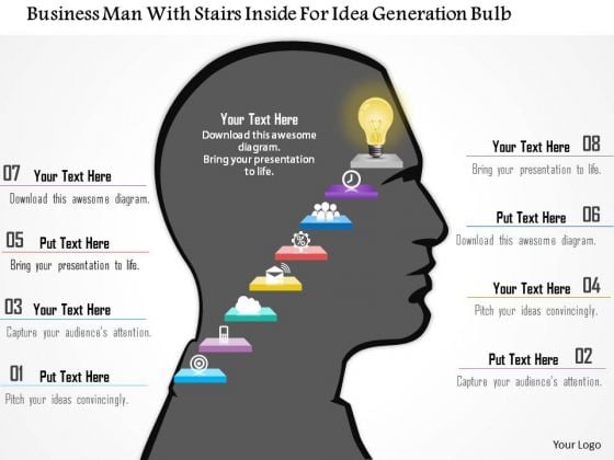 Business Diagram Business Man With Stairs Inside For Idea Generation Bulb Presentation Template Business Diagram Business Man With Stairs Inside For Idea Generation Bulb Presentation Template