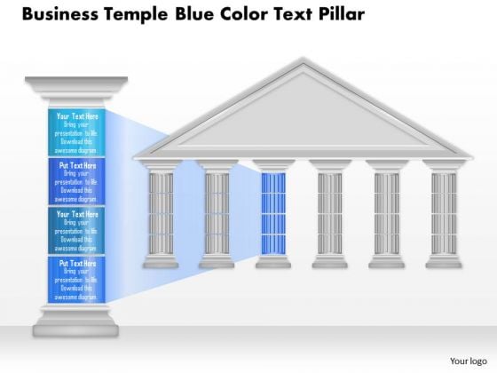 Business Diagram Business Temple Blue Color Text Pillar Presentation Template