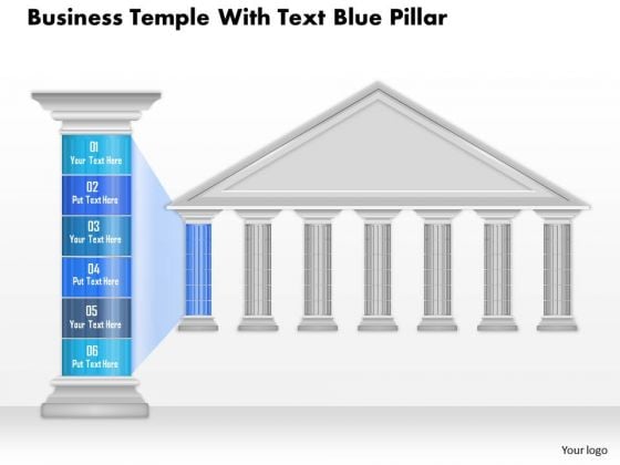 Business Diagram Business Temple With Text Blue Pillar Presentation Template