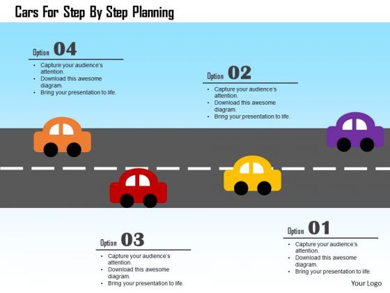 Business Diagram Cars For Step By Step Planning Presentation Template