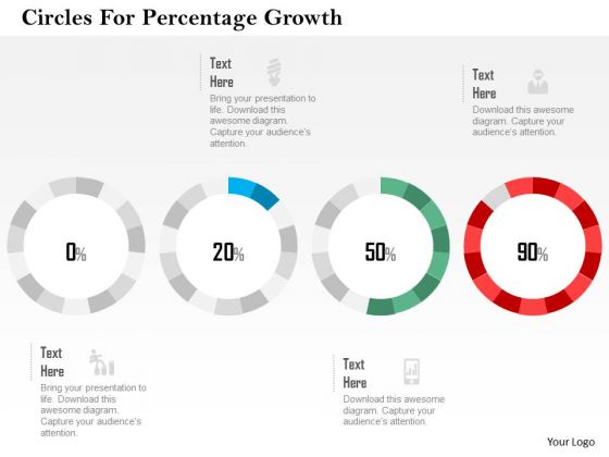 Business Diagram Circles For Percentage Growth Presentation Template