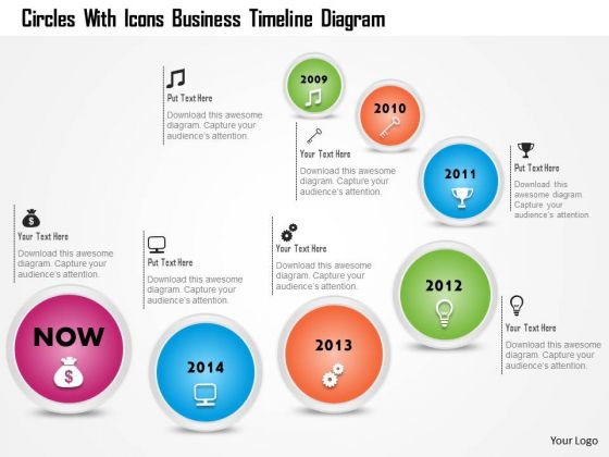 Business Diagram Circles With Icons Business Timeline Diagram Presentation Template