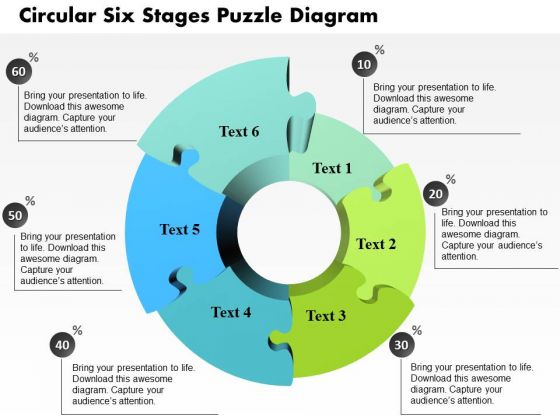 Business Diagram Circular Six Stages Puzzle Diagram Presentation Template