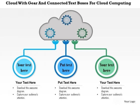 Business Diagram Cloud With Gear And Connected Text Boxes For Cloud Computing Presentation Template Business Diagram Cloud With Gear And Connected Text Boxes For Cloud Computing Presentation Template