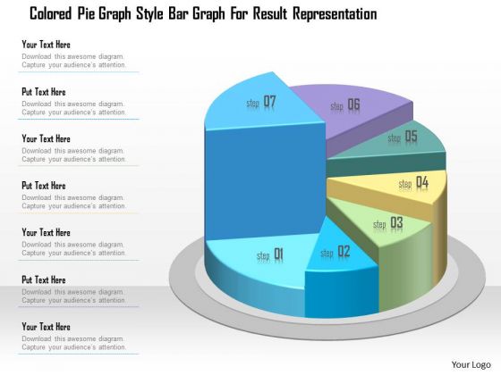Business Diagram Colored Pie Graph Style Bar Graph For Result Representation Presentation Template