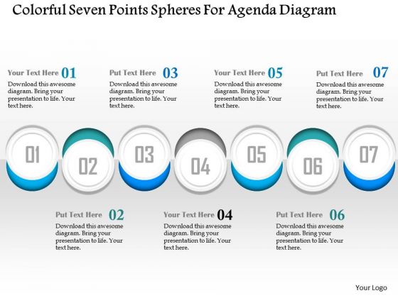 Business Diagram Colorful Seven Points Spheres For Agenda Diagram Presentation Template