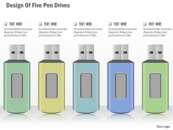 Business Diagram Design Of Five Pen Drives Presentation Template