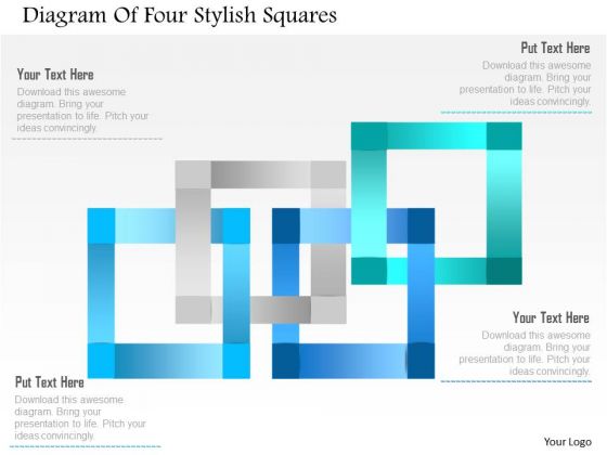 Business Diagram Diagram Of Four Stylish Squares Presentation Template