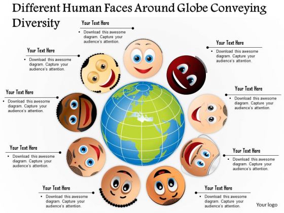 Business Diagram Different Human Faces Around Globe Conveying Diversity Presentation Template Business Diagram Different Human Faces Around Globe Conveying Diversity Presentation Template