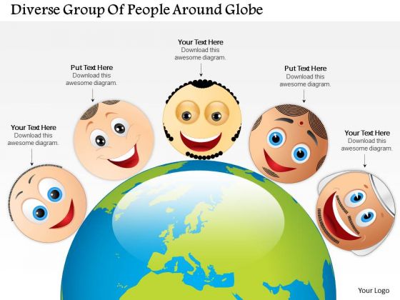 Business Diagram Diverse Group Of People Around Globe Presentation Template Business Diagram Diverse Group Of People Around Globe Presentation Template