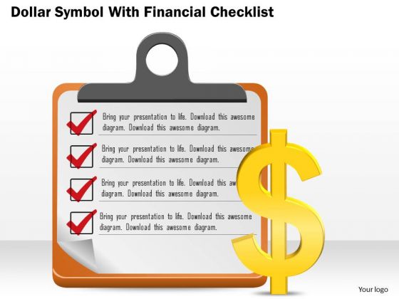 Business Diagram Dollar Symbol With Financial Checklist Presentation Template Business Diagram Dollar Symbol With Financial Checklist Presentation Template