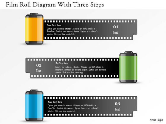 Business Diagram Film Roll Diagram With Three Steps Presentation Template Business Diagram Film Roll Diagram With Three Steps Presentation Template